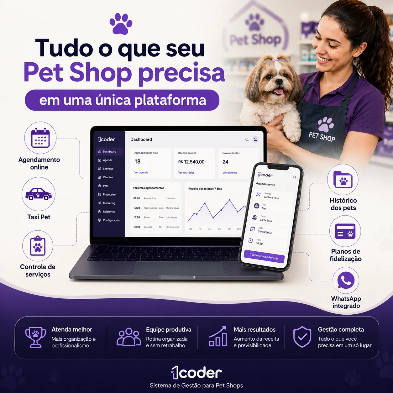 Agenda organizada de pet shop