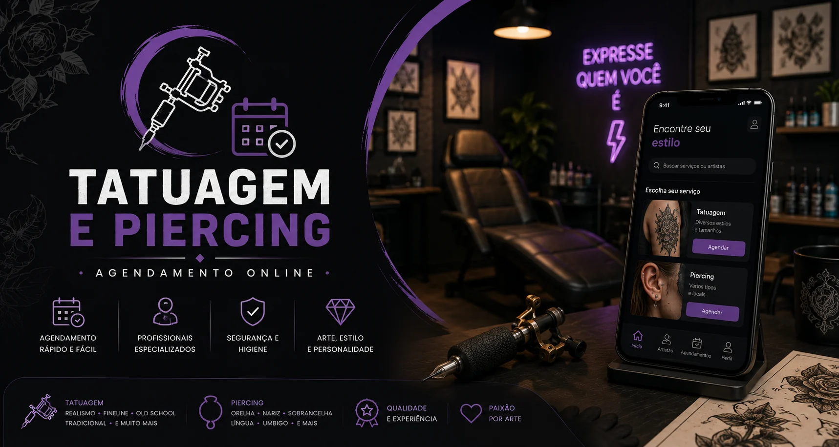 Sistema de agendamento para tatuagem e piercing